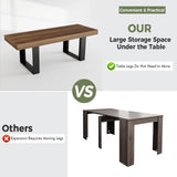 STHOUYN Farmhouse Rustic Extendable Dining Room Table for 8 10, 70.9" (86.6") x 31.5", Rectangular Dinner Table for 6-10, Mid Century Modern Expandable Retractable Wooden Kitchen Table (Brown) STHOUYN