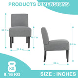 PayLessHere Modern Armless Accent Chairs - Solid Wood Legs, Slipper Chair for Living Room, Grey PayLessHere