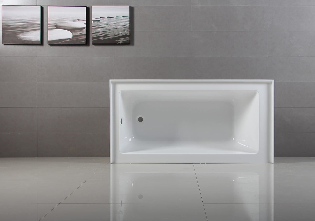 Kingston Brass VTAP603222L Aqua Eden 60-Inch Acrylic Alcove Tub with Left Hand Drain Hole, L 60" x W 32" x H 21-5/8"D, White Kingston Brass