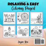 Beach Town Bold & Easy Coloring Book (Bold & Easy Coloring Books) WoodArtSupply