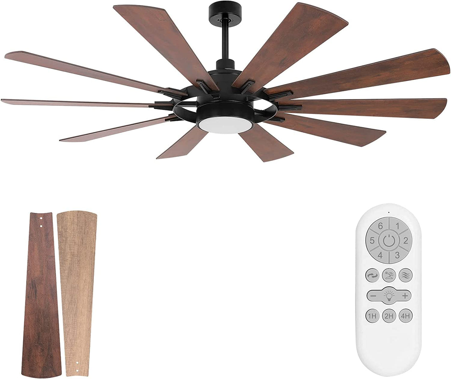 hykolity Ceiling Fan with Light and Remote 65 inch Farmhouse Large Ceiling Fan, Reversible Motor and Blades, 5CCT Selectable, for Living Room Basement Sunroom Porch Patio, 6-Speed Remote Cont - WoodArtSupply