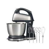 Hamilton Beach Classic Stand and Hand Mixer, 4 Quarts, 6 Speeds with QuickBurst, Bowl Rest, 290 Watts Peak Power, Black and Stainless Hamilton Beach