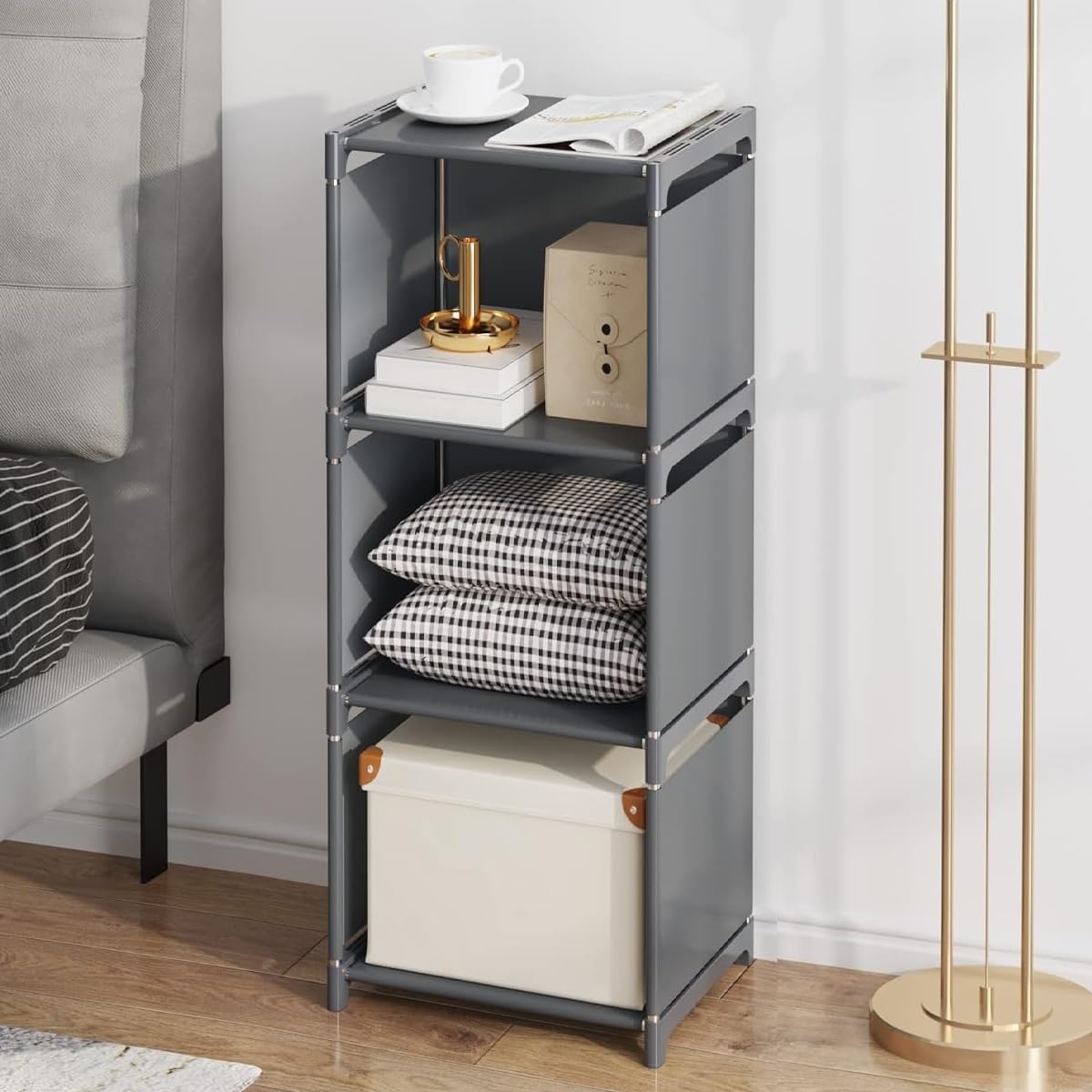 RIIPOO Versatile 3-Cube Storage Organizer Shelves for Bedroom Closet, Space-Saving 4-Layer Bookshelf | Compact Bookcase Unit Ideal for Small Spaces RIIPOO