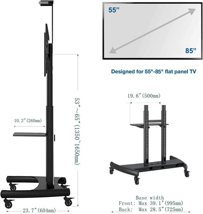 NB North Bayou Mobile TV Cart TV Stand with Wheels for 55" - 85" Inch LCD LED OLED Plasma Flat Panel Screens up to 200lbs AVA1800-70-1P (Black)