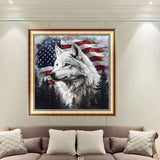 KTHOFCY 5D DIY Diamond Painting Kits for Adults, American Flag and Wolf Full Drill Embroidery Cross Stitch Crystal Rhinestone Paintings Pictures Arts Wall Decor Painting Dots Kits 11.8X11.8 inch KTHOFCY