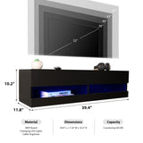 KELIXU Floating TV Stand Wall Mounted TV Shelf, Floating Entertainment Center Black TV Stand with Storage Media Console Shelf for Living Room, Bedroom - 39.4"(L) x 11.8"(W) x 10.2"(H) KELIXU