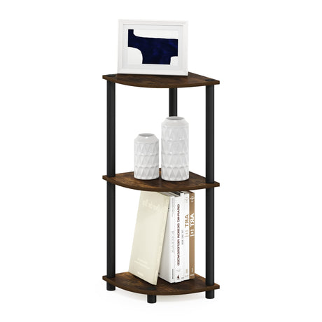 Furinno TURN-N-TUBE Corner Shelf, 3-Tier Corner Bookshelf, Display Storage Shelves with Open Shelves, for Organization and Storage, Living Room, Home Office, Garage, Amber Pine Furinno