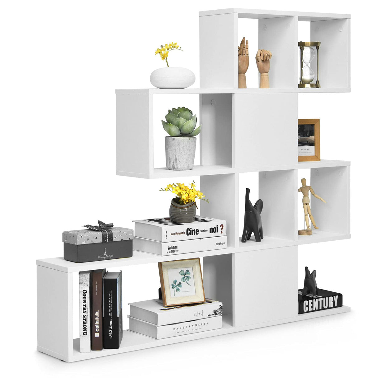 Tangkula 8 Cubes Bookshelf, Modern Ladder Corner Bookcase, 8-Cube Open Stepped Storage Bookcase, 5-Tier Display Shelf for Home Office, 47 x 8 x 43 Inch, Living Room Divider Bookshelf Tangkula