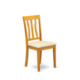 East West Furniture Antique Kitchen Dining Faux Leather Upholstered Wooden Chairs, Set of 2, Oak East West Furniture