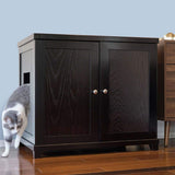 THE REFINED FELINE Cat Litter Box Enclosure Cabinet, Modern, Black Espresso, Tapered Feet, XLarge, Hidden Litter Cat Furniture with Drawer THE REFINED FELINE