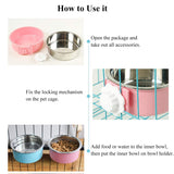 QIYADIN Dog Crate Bowl, Hanging Stainless Steel Removable Pet Crate Water & Food Bowls, Pet Cage Feeder Container Coop Cup for Cat Puppy Birds Rats Guinea Pigs Rabbit Hamster (2PCS) QIYADIN