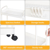 FrutPunch 3 Tier Rolling Cart, Rolling Storage Cart on Wheels, 360° Mobile Utility Cart, Rolling Storage Cart with Four Hooks Suitable, for Bathroom Living Room Kitchen and Office Scenes FrutPunch
