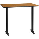 Flash Furniture 30'' x 48'' Rectangular Natural Laminate Table Top with 5'' x 22'' Bar Height Table Bases Flash Furniture