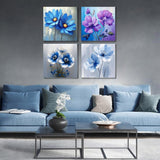 4 Pack Paint by Numbers Kit for Adults Kids, Easy Framed Adults Paint by Numbers Kits, DIY Simple Flowers Acrylic Oil Painting Number Kits for Home Wall Decor (8 x 8 Inch) Fotasmua