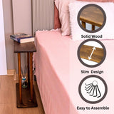 GENESIS WOODESIGN Rectangular Solid Wood Narrow Side Table, Skinny Bedside Table, Small End Table (Dark Walnut, X-Large) GENESIS WOODESIGN