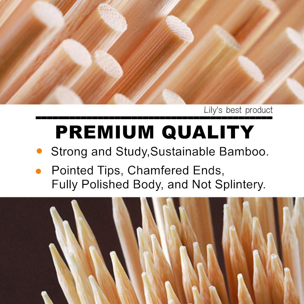 HOPELF 12" Natural Bamboo Skewers for BBQ，Appetiser，Fruit，Cocktail，Kabob，Chocolate Fountain，Grilling，Barbecue，Kitchen，Crafting and Party. Φ=4mm, More Size Choices 6"/8"/10"/14"/16"/30"(100 PCS) HOPELF