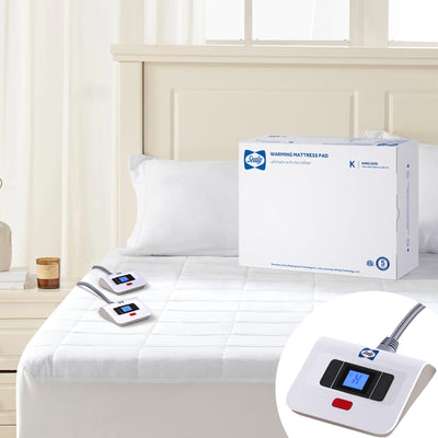 Sealy Electric Mattress Pad King Size, 10 Heating Settings Heated Mattress Pad, Bed Warmer with Dual Controller & Auto Off 1-12 Hours, Fit Up to 17 Inch, Machine Washable, 78"x80"