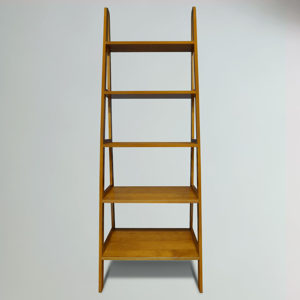 Casual Home 100% Solid Wood 5-Shelf Ladder Bookcase, 24.75" W x 16" D x 72" H, Chestnut, 5-Tier Freestanding Ladder Shelf Casual Home