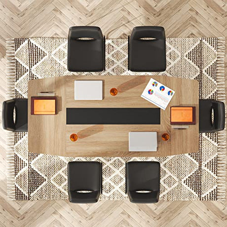 LITTLE TREE 6 FT Conference Room Table, 70.86L x 35.43W x 29.52H Inches Boat Shaped Meeting Seminar Boardroom Table LITTLE TREE