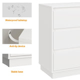 RoyalCraft Wide Nightstand with 3 Drawers, White Nightstand for Bedroom, Large End Table Bedside Table for Home and Office RoyalCraft