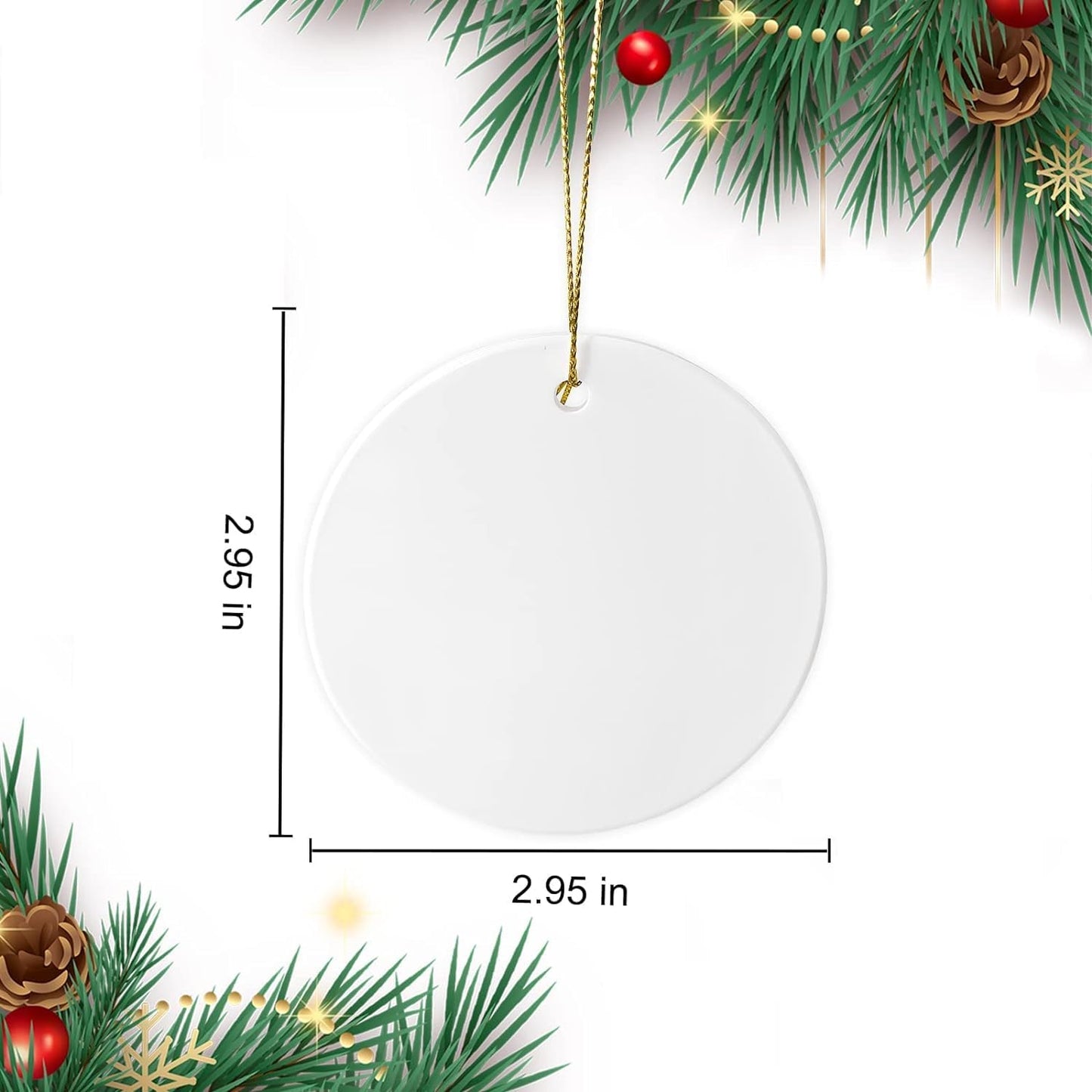 Sublimation Ceramic Ornaments Sublimation Ornament Blanks Bulk Ceramic Discs Ornament for Heat Press Printing White Round Porcelain Ornament Personalized Xmas Tree Ornament (White-12PC)