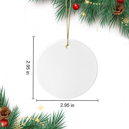 Sublimation Ceramic Ornaments Sublimation Ornament Blanks Bulk Ceramic Discs Ornament for Heat Press Printing White Round Porcelain Ornament Personalized Xmas Tree Ornament (White-12PC)