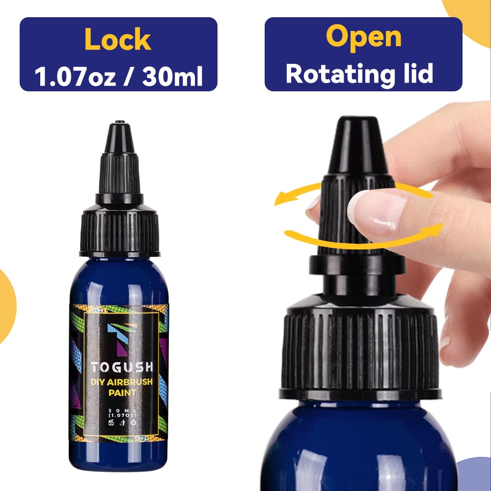 T TOGUSH Airbrush Acrylic Paint Set 28 Colors Non Toxic Water Based Paints 30ml/1.07oz for Canvas Glass Wood Matte Quick Drying Ready to Spray for Hobby Miniature Model T TOGUSH