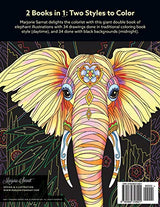 Elegant Elephants Day & Night Coloring Book JR Imagination