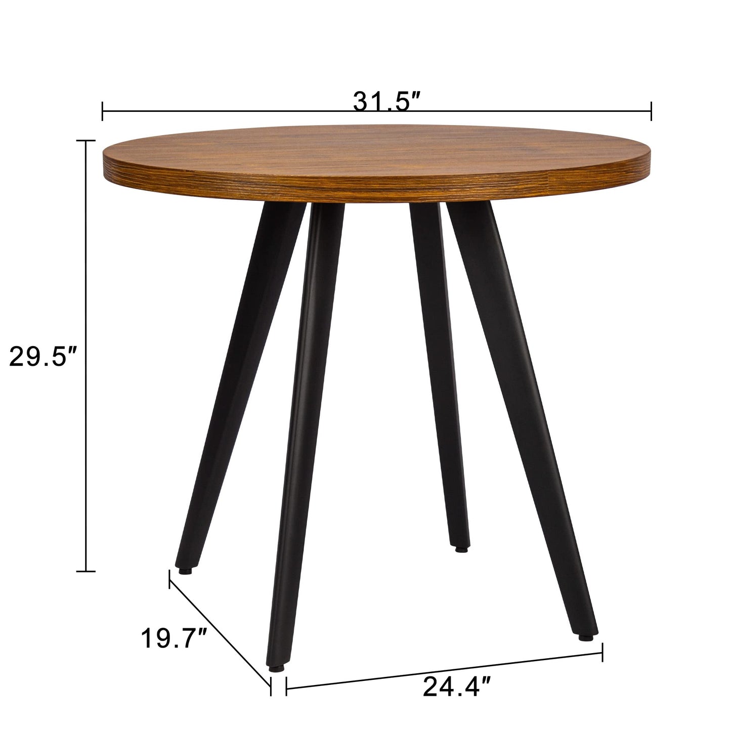 Comfy to go Round Dining Table, 31.5" Small Kitchen Table for 2-4 Person, Mid Century Modern Dining Table with 1.4" Thickness Wood Grain Tabletop for Dining, Living Room, Small Space (Brown)