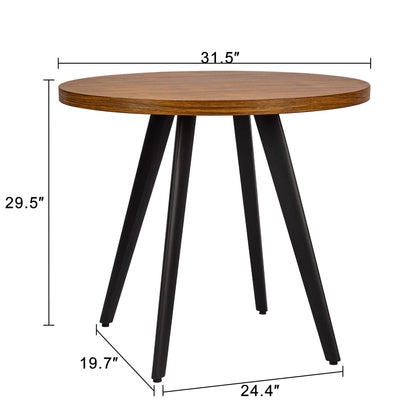 Comfy to go Round Dining Table, 31.5" Small Kitchen Table for 2-4 Person, Mid Century Modern Dining Table with 1.4" Thickness Wood Grain Tabletop for Dining, Living Room, Small Space (Brown)