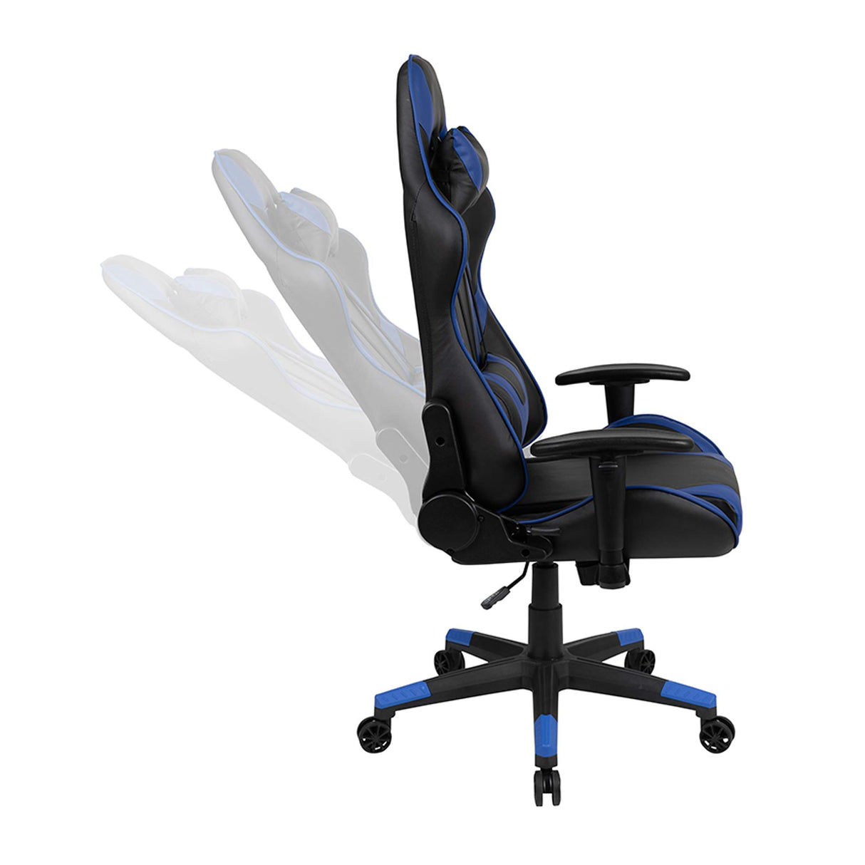 Flash Furniture X20 Gaming Chair Racing Office Ergonomic Computer PC Adjustable Swivel Chair with Fully Reclining Back in Blue LeatherSoft Flash Furniture