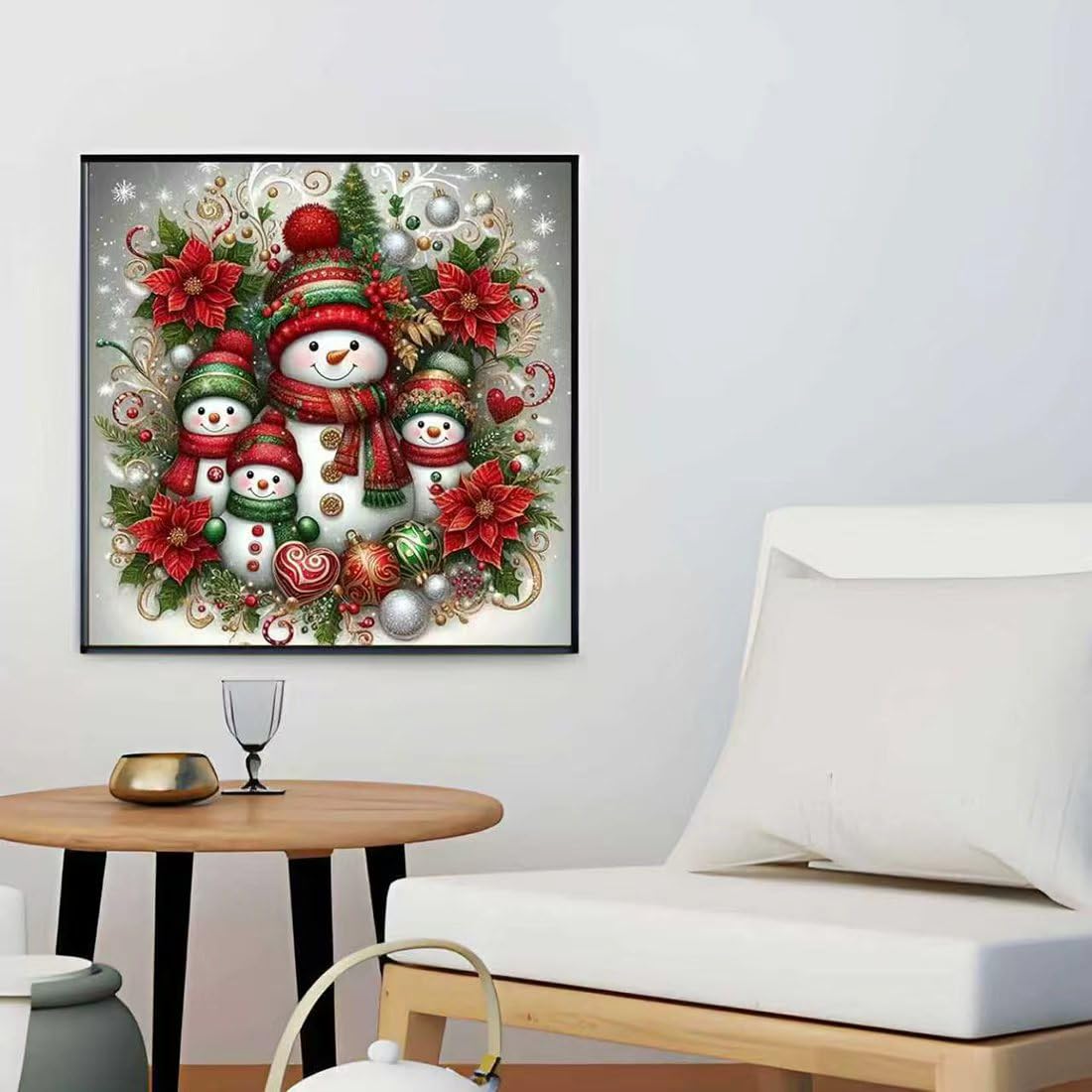 Christmas Winter Diamond Painting Kits For Adults,Snowman Family 5D Diamond Art Kits For Beginner,DIY Full Round Drill Diamond Arts and Crafts Gem Art Painting for Home Wall Decor 14 X 14inch SHICERNHJ
