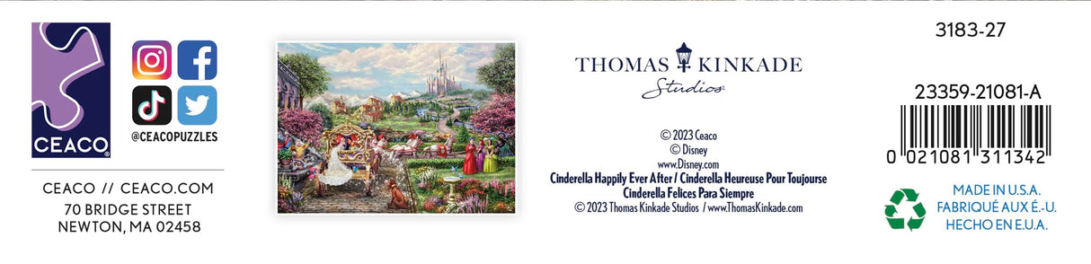 Ceaco - Thomas Kinkade - Disney - Cinderella - Happily Ever After - 1000 Piece Jigsaw Puzzle Ceaco