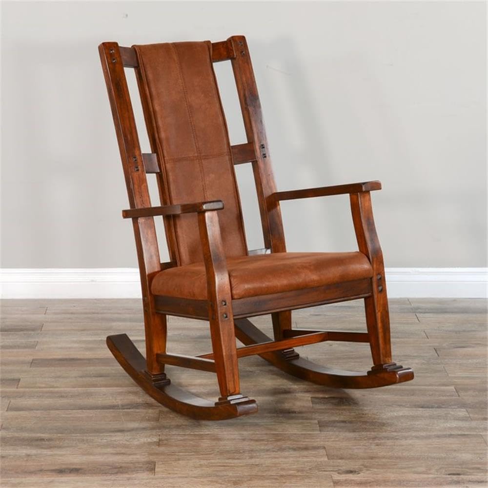Pemberly Row Farmhouse Mahogany Wood Rocking Chair in Dark Chocolate Pemberly Row