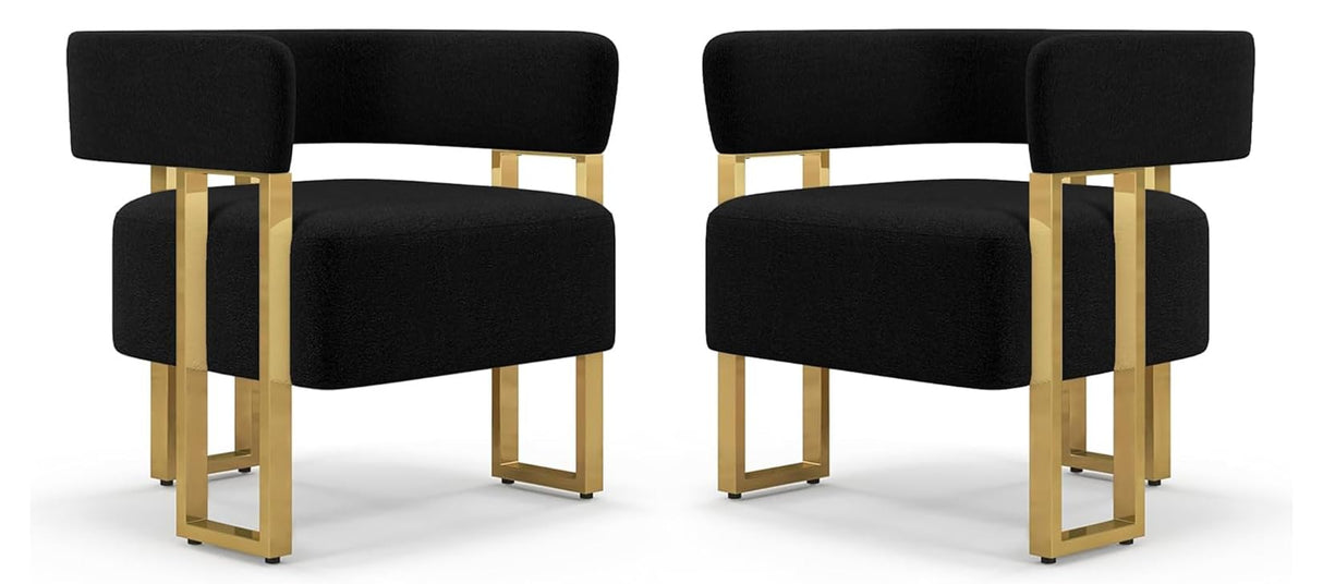 AODAILIHB Mid Century Sherpa Boucle Accent Chair Set of 2, Modern Upholstered Armchair Black Bucket Chair Comfy Side Chair Arm Chairs for Living Room, Office, Club, Reading Nook (2, Black) AODAILIHB