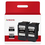 Ankink Compatible Ink Cartridge Replacement for Canon 245XL 245 XL (Black 2-Pack) to use with MX490 TR4520 TS3322 TR4522 TR4500 TS3122 TS3300 MX492 MG2522 TS3320 TS3100 Printer PG245 243XL Ankink