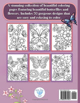 Bold and Easy Large Print Coloring Book for Adults and Seniors: Relaxing Butterflies and Flowers Majosta
