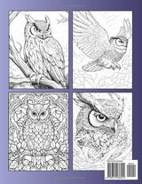 Owl Coloring Book: 50 Relaxing Designs for a Peaceful Escape Majosta