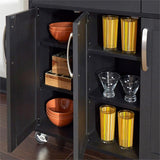 Pemberly Row Contemporary Storage Plus Wood Kitchen Cart in Black Pemberly Row