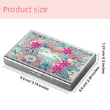 Stainless Steel Diamond Art Card Holder for Adults, Heart Flower Design 9.5x6.5cm Anti-demagnetization Credit Card Wallet with Zipper WoodArtSupply