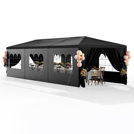 susici 10x30 Black Outdoor Party Tent with 8 Removable Sidewalls Outdoor Tents for Parties Gazebo Canopy Tent Event Tent for Wedding, Birthday, Garden Parties and Backyard Patio BBQ Camping susici