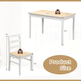 Tangkula Dining Table Set for 4, Solid Wood, Farmhouse Dinette Set w/Rubber Wood Legs, Modern Dining Table and Chairs Set for Kitchen, Dining Room (Natural+White) Tangkula
