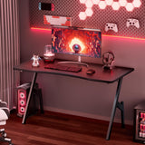 HLDIRECT 40 Inch Gaming Desk with Carbon Fibre Surface- A Shape Large Computer Desk Gaming Table Ergonomic Pc Gaming Workstation Home Office Desks HLDIRECT