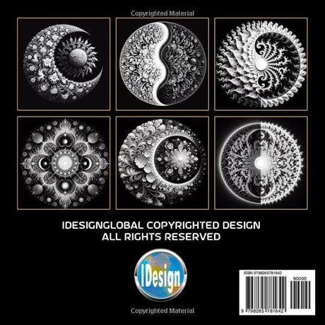 53 Sun & Moon Yin Yang Fractals: A Celestial Coloring Book for Adults & Teens | Black Background | Stress Relief | Relaxation & Mindfulness (Midnight Black Background Coloring Series) Majosta