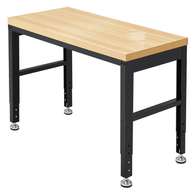 Adjustable Workbench 48" 2000 Lbs Load Capacity Heavy Duty Wood Work Bench, Smooth Surface Work Table for Garage, Workshop, Office, Home, Commercial