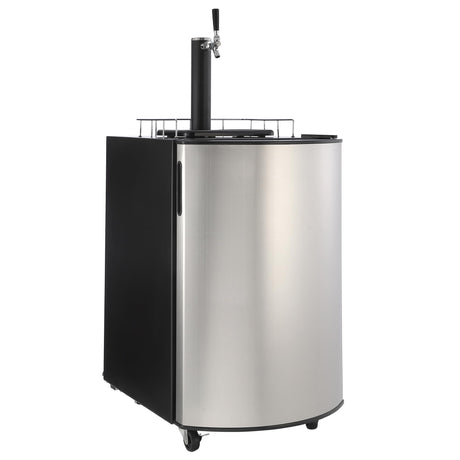 TROPOW Beer Kegerator, Single Tap Draft Beer Dispenser, Full Size Keg Refrigerator With Shelves, Stainless Steel, Drip Tray & Rail,silver, 128L TROPOW