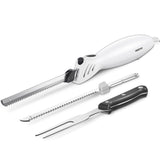 Reemix Electric Knife, Z3042 Electric Knife Set for Carving Meats, Poultry, Bread, Crafting Foam & More, 2 Blades for Meats & Bread, Fork Included (White) Reemix