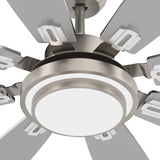 SNZ 72 Inch Large Ceiling Fans with Lights and Remote, Nickel Ceiling Fan with Quiet Reversible DC Motor, 3 CCT Dimmable LED, Modern 8 Blades Fan for Living Room, Patio, Indoor and Outdoor SNZ