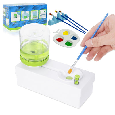 2024 All in 1 Upgraded Paint Brush Cleaner: Paintbrush Cleaners Tool Paint Brush Rinser Paint Water Dispenser Painting Station for Acrylic, Watercolor, Oil Paint（Give 4 Pen & Pen holder & paint tray）