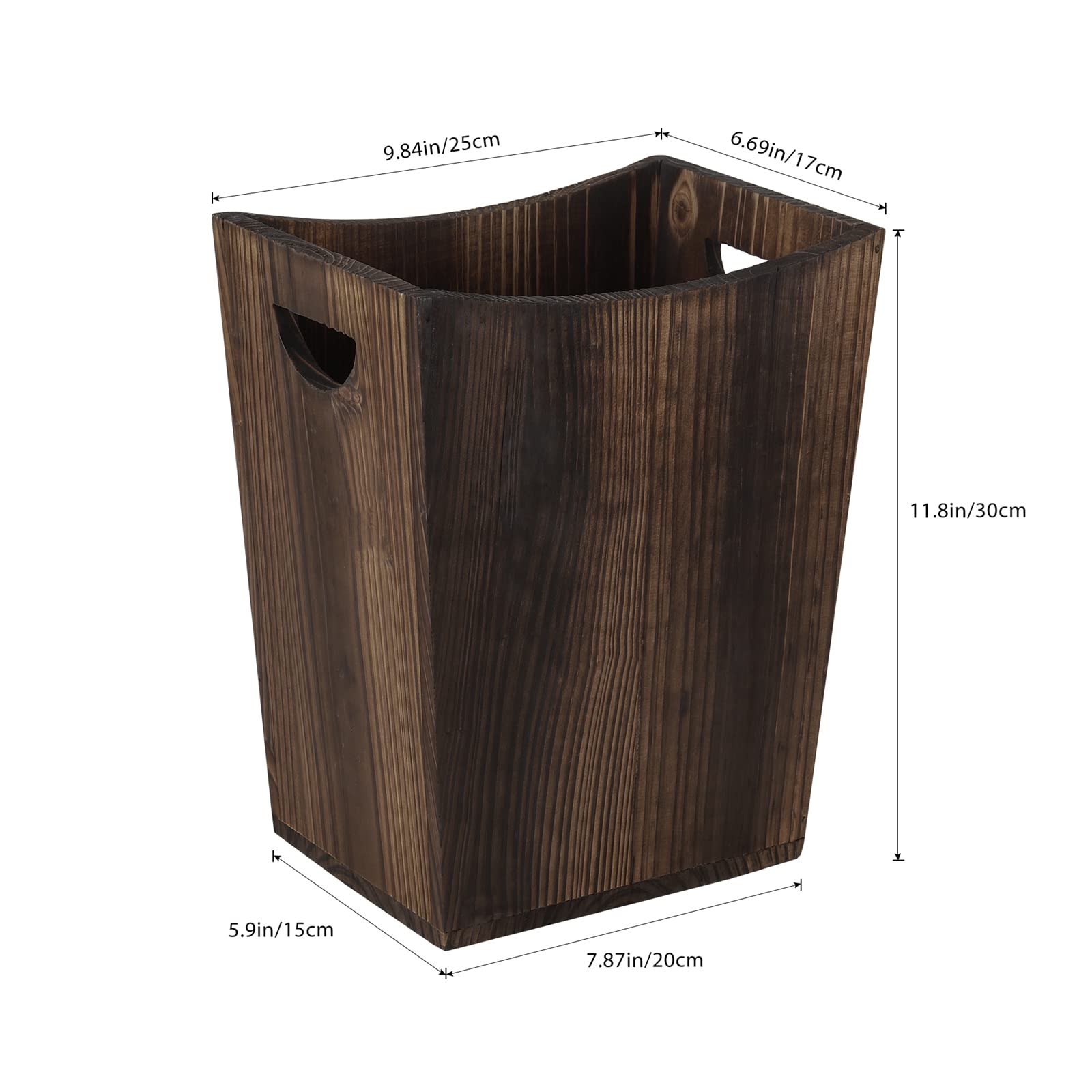 MOOACE Wood Trash Can, Small Waste Basket with Handles, Rectangular Wood Garbage Can Recycling Bin for Bedroom, Bathroom, Kitchen, Office - WoodArtSupply